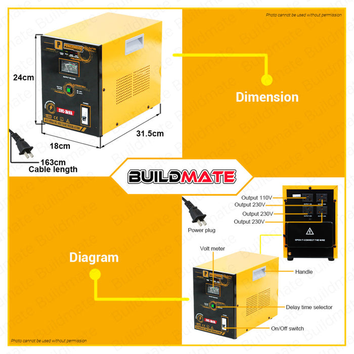 BUILDMATE Powerhouse Electric Automatic Voltage Regulator 2KVA | 3KVA | 5KVA | 10KVA SERVO MOTOR PHE