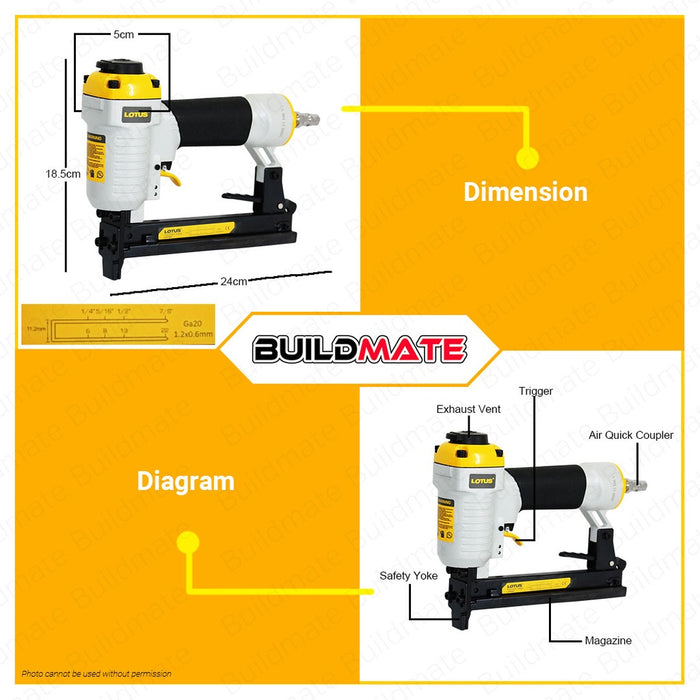 BUILDMATE Lotus Pneumatic Air Brad Nailer | Stapler Gun for Brad-Nails Nail Gun Tacker - LPT