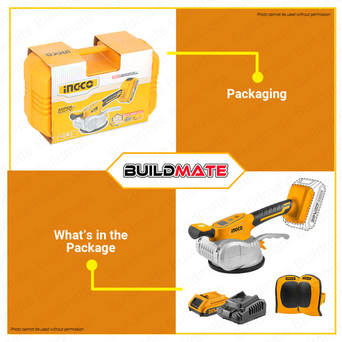 BUILDMATE Ingco Li-Ion Cordless Tile Vibration 20V Vibrator Leveling Plaster Machine CTVLI20101 ICPT