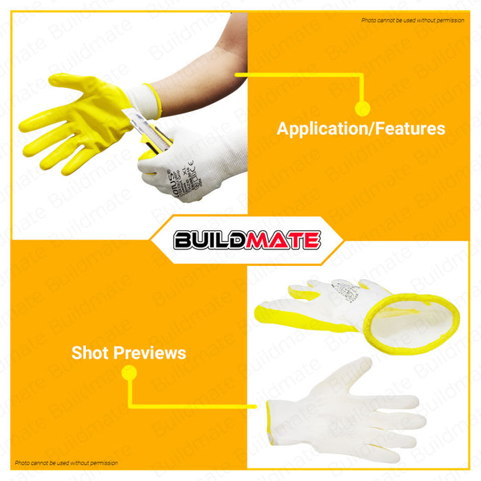 BUILDMATE Lotus 9" Inch Rubber Gloves Safety Work Coated Protective Garden Gloves LHT