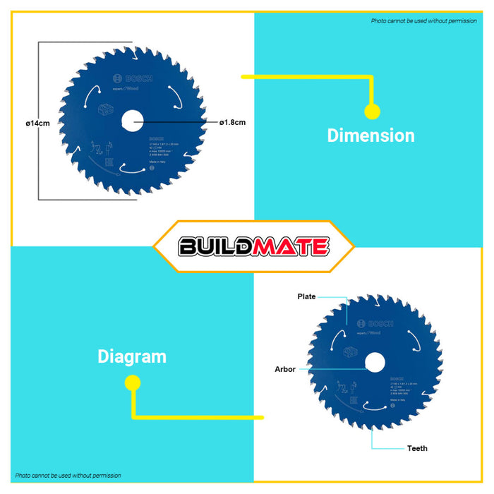 BUILDMATE Bosch Circular Saw Blade Wheel 5-1/2" Inch 42T Cutting Disc for Wood Blade 2608642101 BAX