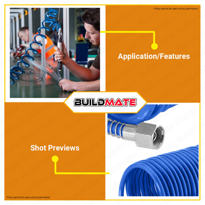 BUILDMATE Wadfow Air Hose 10M | 15M Breathing Air Compressor Hose Tube with Threaded Connector • WHT