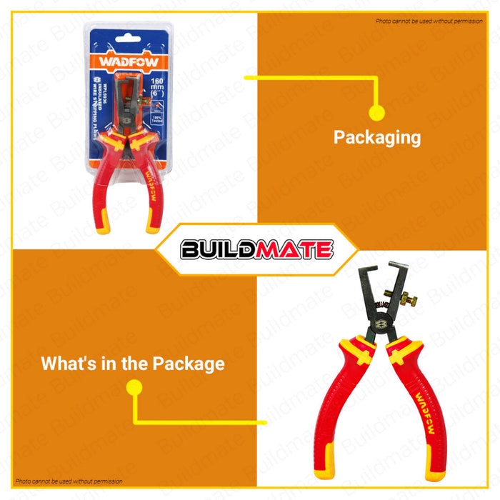 BUILDMATE Wadfow Insulated Wire Stripping Pliers 6" Inch Cable Cutting Cutter Stripper WPL5936 • WHT