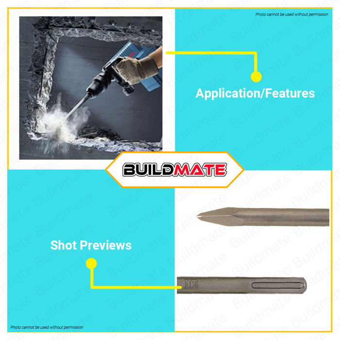 BUILDMATE Bosch SDS MAX Pointed Chisel 400MM | 600MM Demolition Concrete Breaker Chisel Rock • BAX