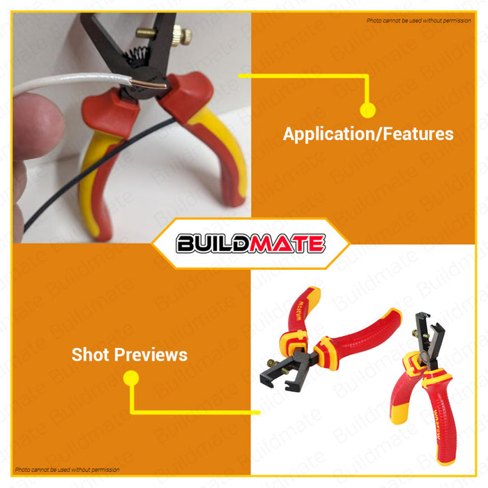 BUILDMATE Wadfow Insulated Wire Stripping Pliers 6" Inch Cable Cutting Cutter Stripper WPL5936 • WHT