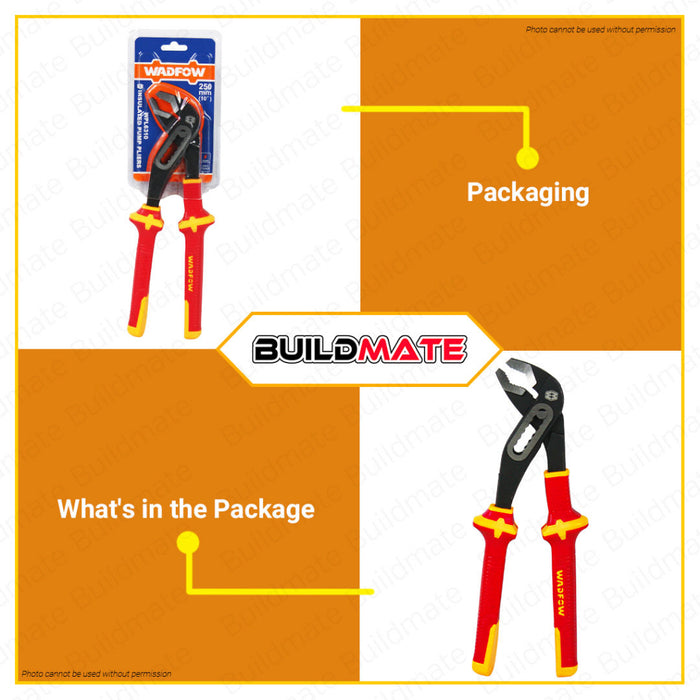 BUILDMATE Wadfow Insulated Pump Pliers 10" Inch 250mm Groove Plier for Plumbing Repair WPL6310 • WHT