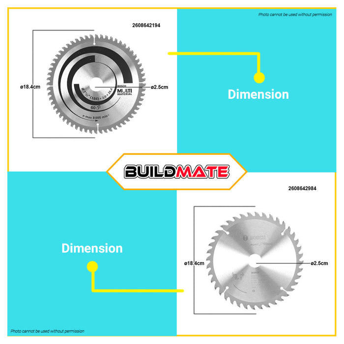 BUILDMATE Bosch Circular Saw Blade Wheel 7-1/4" 40T | 60T Standard for Wood Blade Saw Blades • BAX