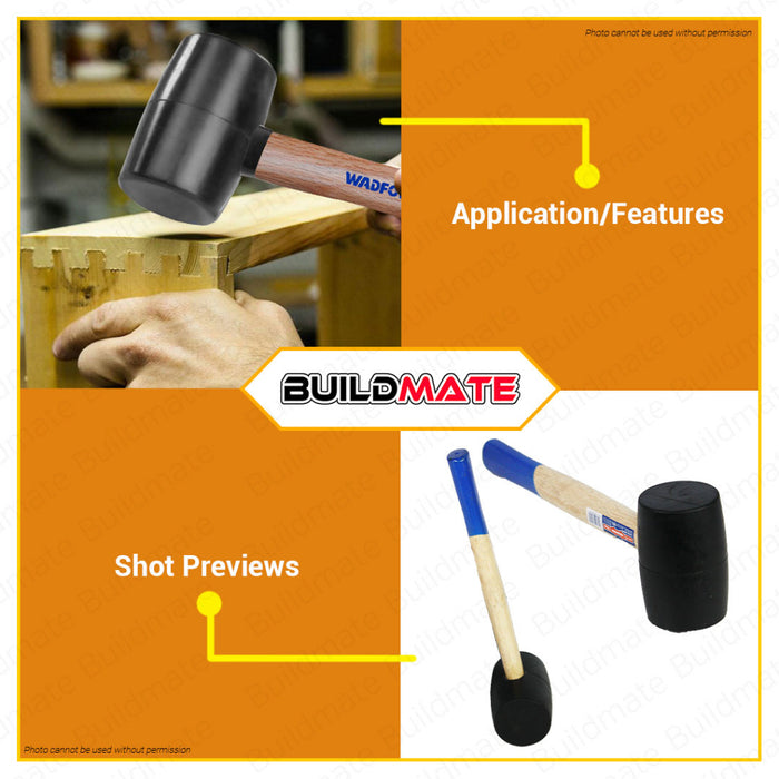 BUILDMATE Wadfow Rubber Mallet Hammer 8oz | 16oz Hardwood Handle Maso Martilyo Multifunctional • WHT