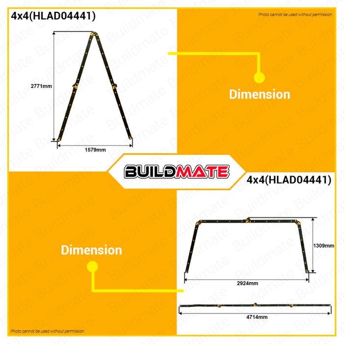 BUILDMATE Ingco Multi-Purpose Aluminum Folding Steps Ladder 150kg 4x3 | 4x4 Outdoor Climbing  • IHT