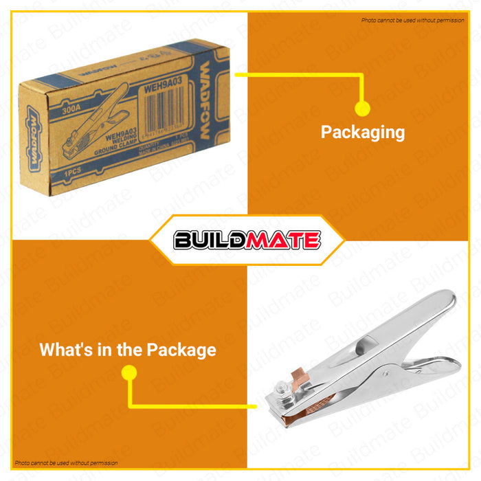 BUILDMATE Wadfow Welding Cable Earth Clamp 300A / 500A Ground Manual Welder Electrode Holder Copper Grip Clip Welding Tools WEH9A03/ WEH9A05 • WHT