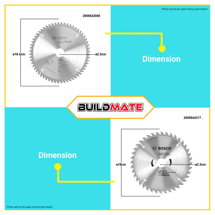 BUILDMATE Bosch Circular Saw Blade Wheel 7-1/4" 40T | 60T Standard for Wood Blade Saw Blades • BAX