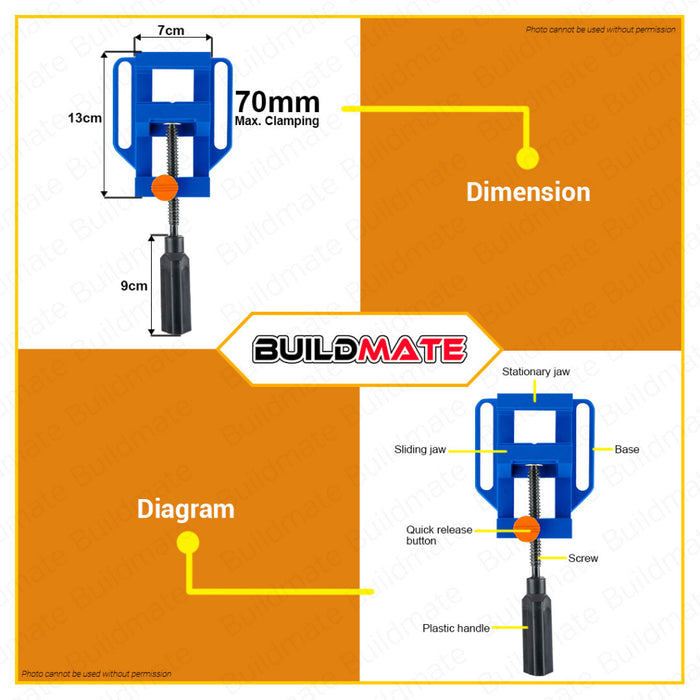 BUILDMATE Wadfow Bench Clamp 70MM Drill Press Vise Wood Clip  with Quick-Release Button WATV1528 WHT