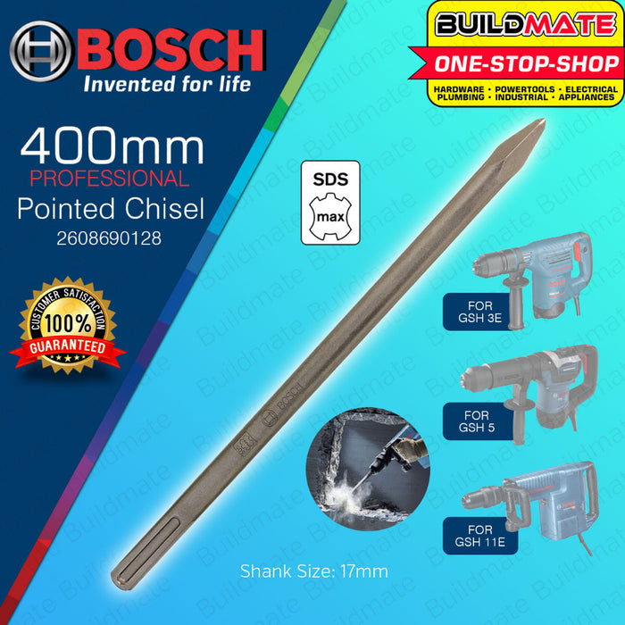 BUILDMATE Bosch SDS MAX Pointed Chisel 400MM | 600MM Demolition Concrete Breaker Chisel Rock • BAX