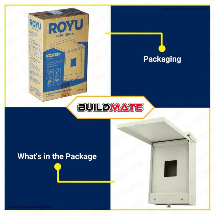 BUILDMATE Royu Weatherproof Panel Surface Type Bolt On 2Poles Circuit Breaker Enclosure RES03B2N00