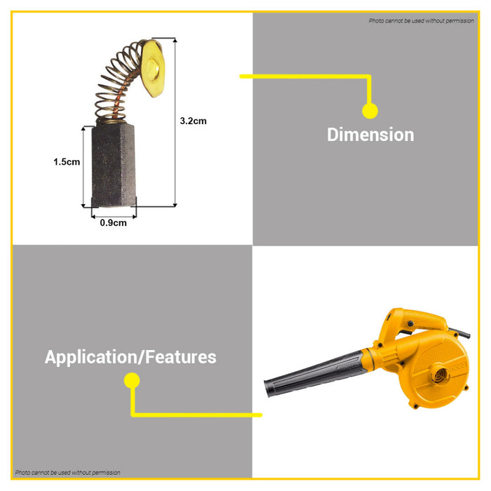 BUILDMATE Ingco 2PCS/SET Carbon Brush for Aspirator Blower Replacement Spare Parts AB6008-SP-23 ISP