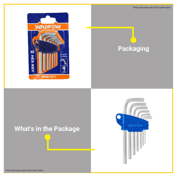 BUILDMATE Wadfow 7PCS/SET Hex Allen | Torx Key L Shape Short Arm Wrench Hand Tools Repair Steel WHT