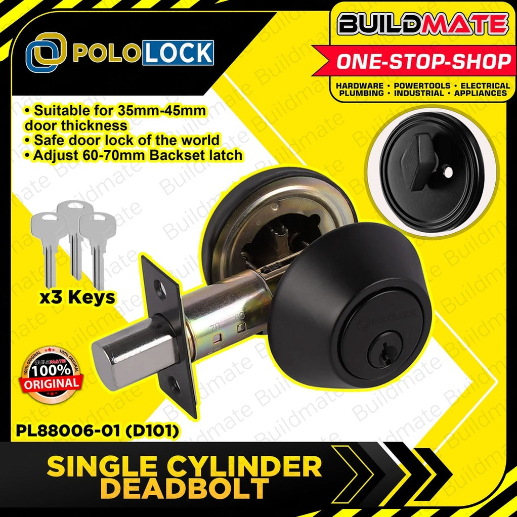 BUILDMATE Pololock SINGLE Deadlock Security Lock Entrance Doorknob Cyl ...
