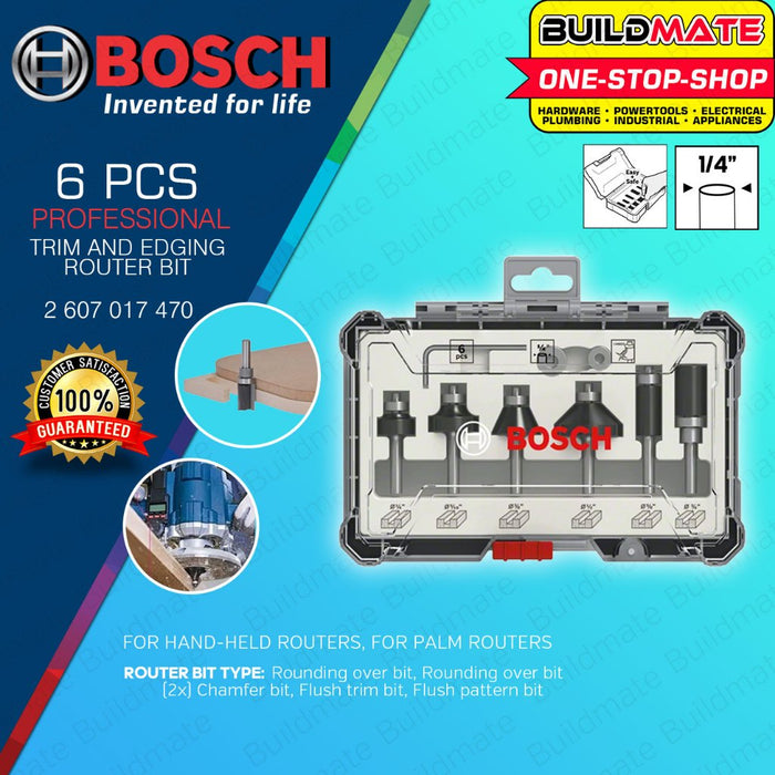 BUILDMATE Bosch Router Bit Set 6PCS / 15PCS Trim & Edging 1/4" Inch Shank Mixed Cutter - BAX