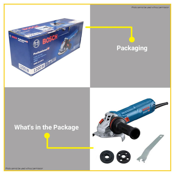 BUILDMATE Bosch 5" Inch 1200W Electric Angle Grinder Grinding Machine Wood Cutting Saw Variable Speed Polishing & Sanding GWS 12-125 S 06013A60K0 • BPT