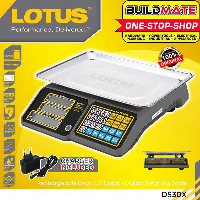BUILDMATE Lotus 30kg Rechargeable Dual LCD Display Digital Weighing Scale Counting Weight DS30X LPT