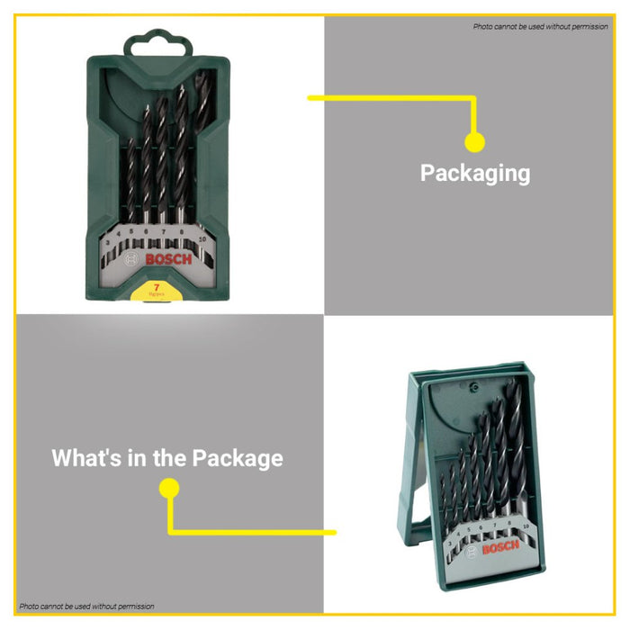 BUILDMATE Bosch 7PCS Mini X-Line Wood Drill Bit Set 3MM-10MM for Woodworking Drilling 2607019580 BAX