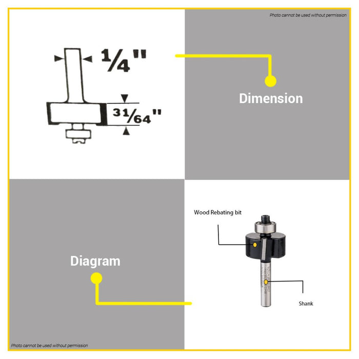 BUILDMATE Bosch 1/4" Rabbeting Router Bit Standard for Wood Cutter Rebating Corners 2608628417 - BAX