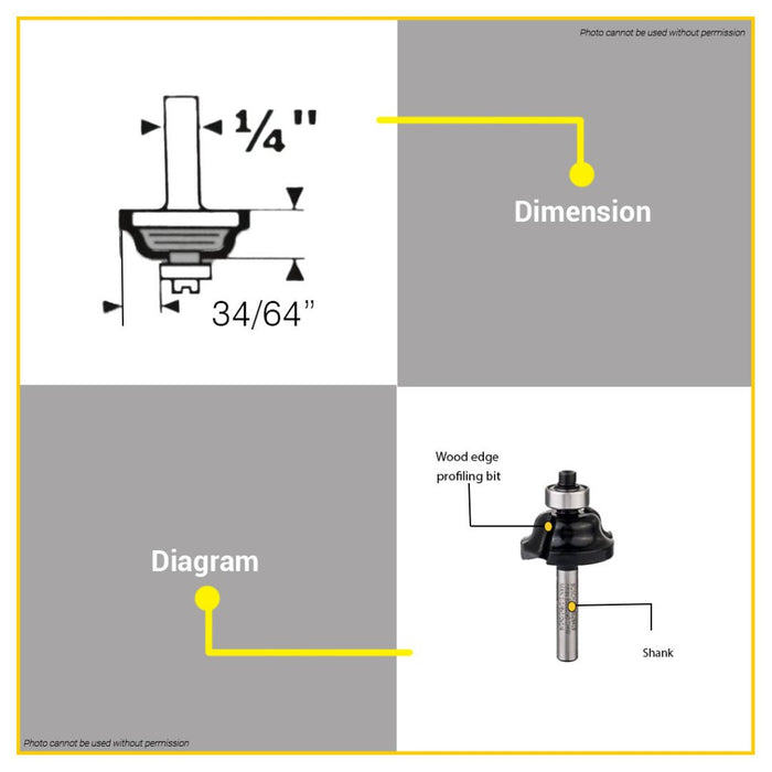 BUILDMATE Bosch 1/4" Inch Roman Ogee / Edge Profiling Router Bit Standard for Wood 2608628419 - BAX