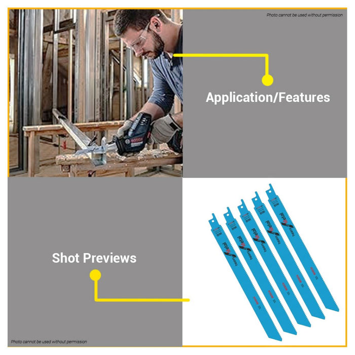 BUILDMATE Bosch 5PCS/SET Reciprocating Saw Blade Heavy for Metal Cutting S 1125 VF 2608657408 - BAX