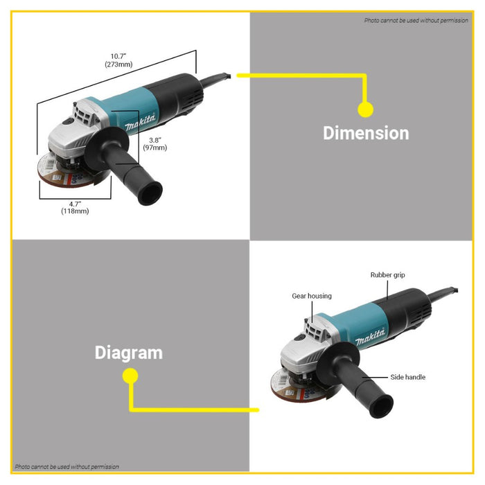 BUILDMATE Makita 840W 4"inch Angle Grinder Paddle Switch 100mm 9556HP