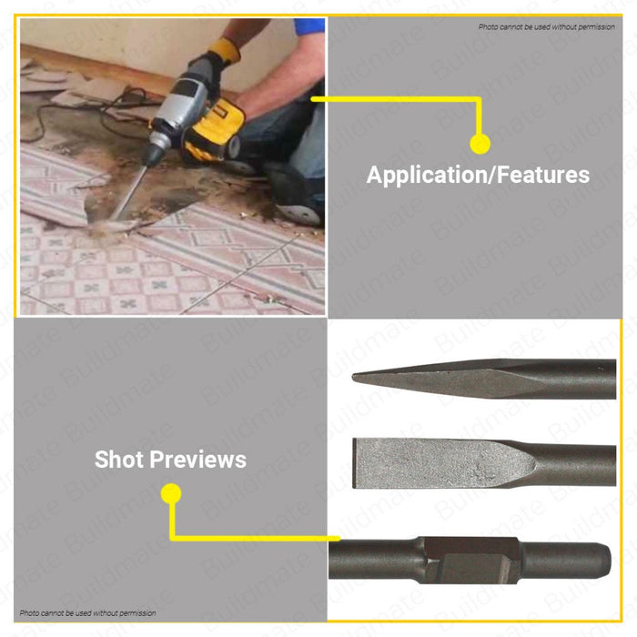 BUILDMATE Powerhouse 65A Drill Bit Chisel Pointed / Flat 380 / 400MM for Concrete Breaker 30400 PTAA