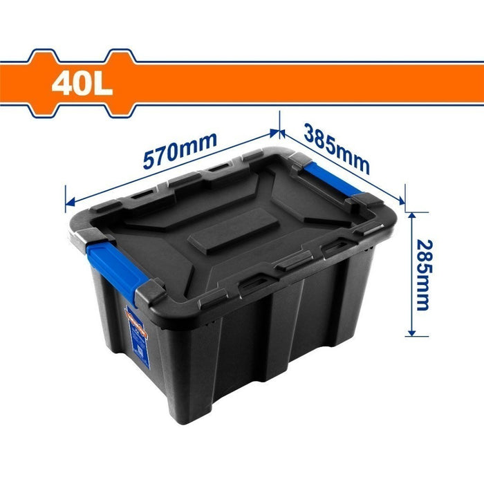 BUILDMATE Wadfow Black Organizer Storage Container Box 40L - 80L Stackable Tools Plastic Buckle WHT