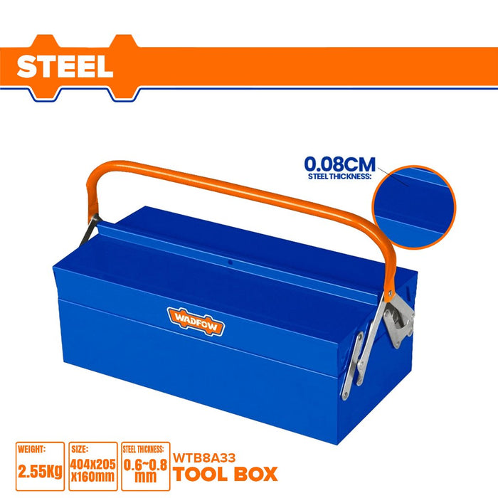 BUILDMATE Wadfow 404x205x160mm Metal Toolbox Storage with Compartment Portable Steel WTB8A33 - WHT