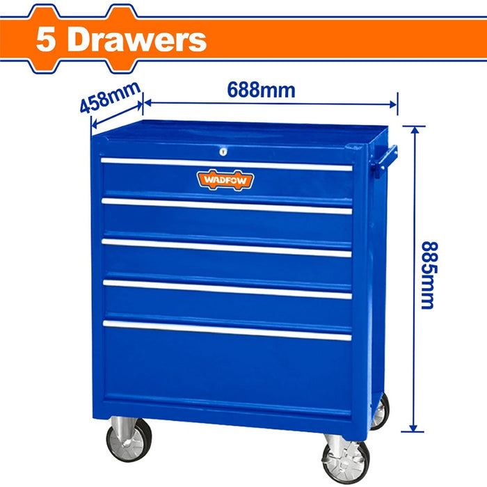 BUILDMATE Wadfow 688 x 458 x 735MM Roller Tool Cabinet Organizer with 5-Layer Drawers WCS2A05 - WHT