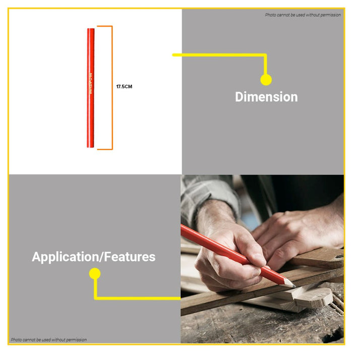 BUILDMATE Wadfow 12PCS Carpenter Oval Pencil Black Marker Pen Marking Tool Set WMQ1512 - WHT