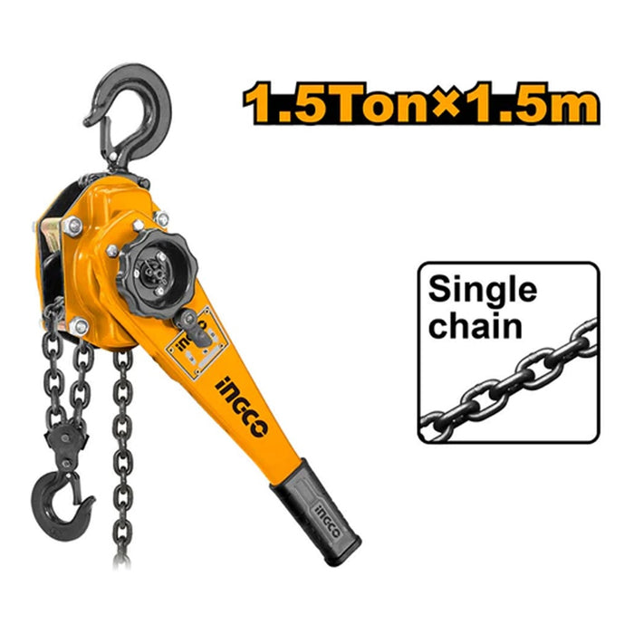 BUILDMATE Ingco 1.5 TON x 1.5m Lever Block Lifting Chain Adjustable Ratchet Puller HSLB0015 - IHT