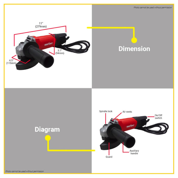 BUILDMATE Zekoki 760W Angle Grinder Machine 100mm Toggle Switch with 5pcs Cutting Disc ZKK-4040TS