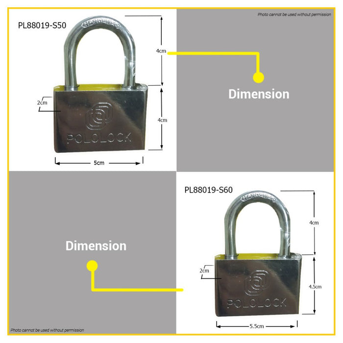 BUILDMATE Top Security Lock Padlock Short Shackle 30MM - 60MM Chrome Plated Keyed Wide Lock PL88019