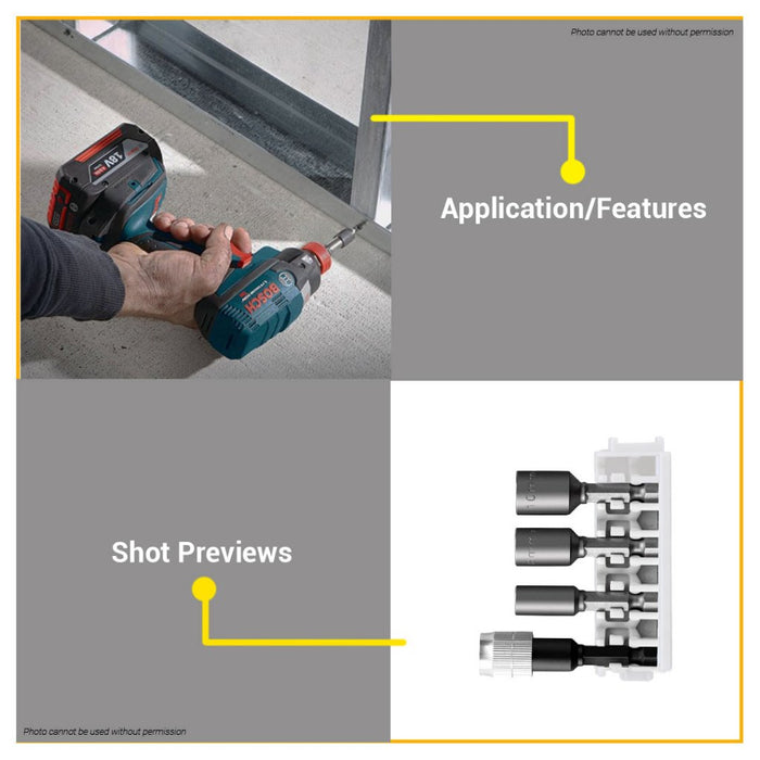BUILDMATE Bosch Extra Hard Pick & Click Nutsetter 6MM-10MM Quick Change Bit Holder 2608522418 - BAX
