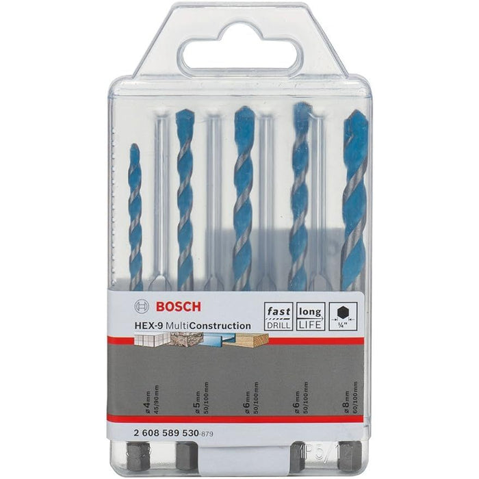 BUILDMATE Bosch 5PCS Expert Hex-9 Multi Construction Drill Bit Set Multi-Purpose 2608589530 - BAX