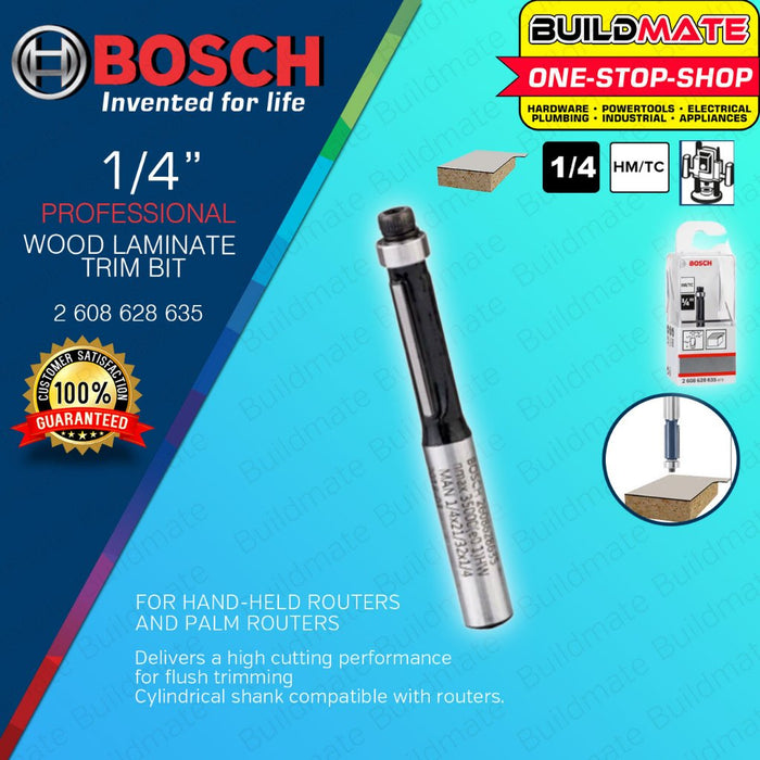 BUILDMATE Bosch 1/4" Inch Flush Laminate Trim Router Bit Standard for Wood Cutter Flush Trimming BAX