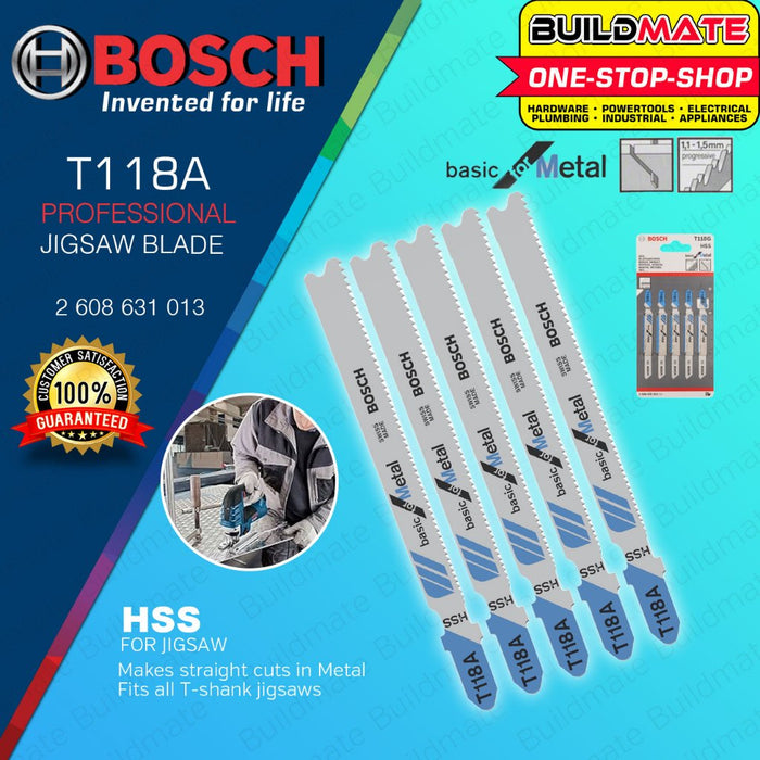 BUILDMATE Bosch 92MM 5PCS Jigsaw Blade Set HSS Straight Cut Saw Blades Basic for Metal Cutting - BAX