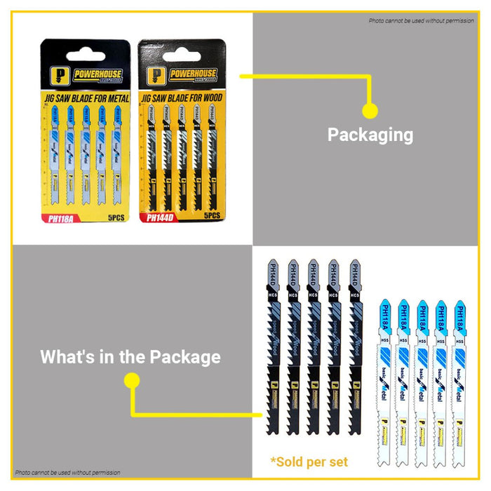 BUILDMATE Powerhouse 5PCS Jigsaw Blade Speed for Wood / Basic for Metal Cutting PH144D / PH188A PTAA