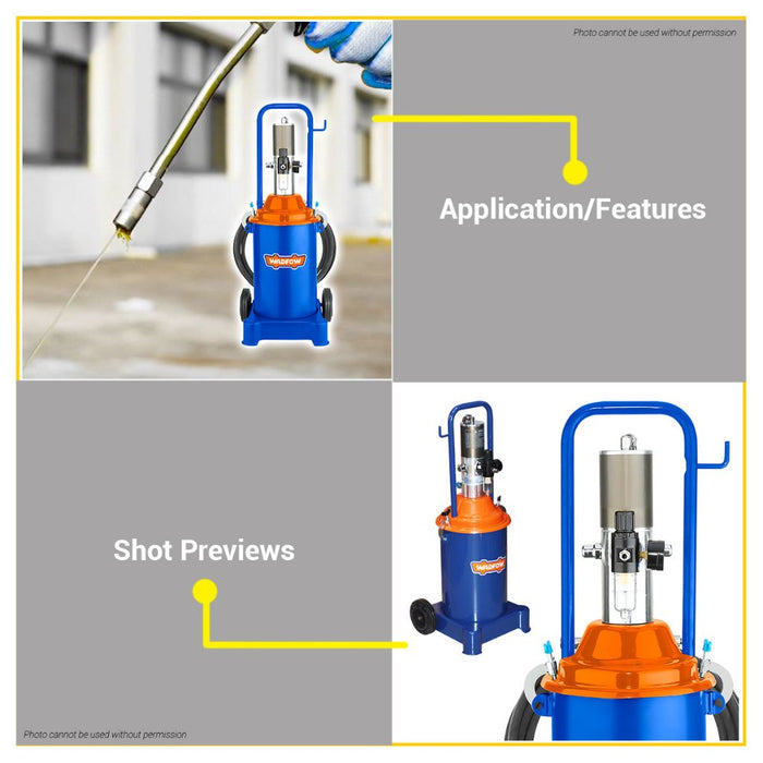 BUILDMATE Wadfow 12L Pneumatic Air Grease Lubricator Air Grease Gun Pump Dispenser WAL1A12 - WHT
