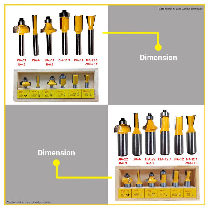 BUILDMATE Powerhouse Router Bits Set 1/4" / 1/2" Inch 6PCS / 12PCS Chamfer Bit Flush Trim Bit - PTAA