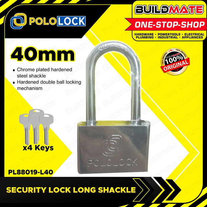 BUILDMATE Top Security Lock Padlock Short Shackle 30MM - 60MM Chrome Plated Keyed Wide Lock PL88019