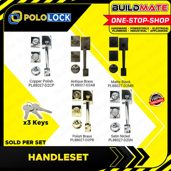 BUILDMATE Pololock Entrance Handle Set DOUBLE Lock Doorknob Handleset for Main Door Lockset PL88027