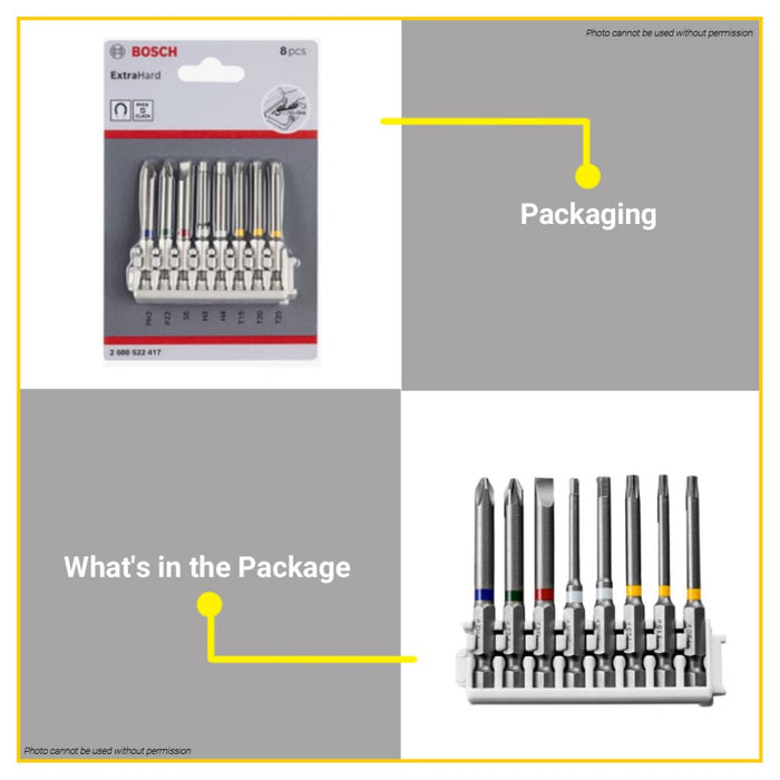 BUILDMATE Bosch 8PCS/SET 65MM Extra Hard Powe Pick and Click Insert Impact Bit Set Screwdriver - BAX