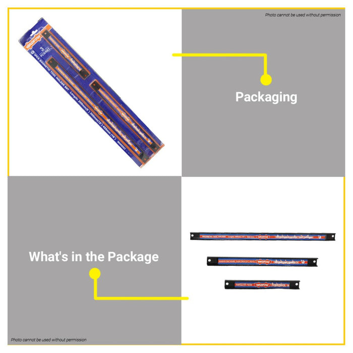 BUILDMATE Wadfow 3pcs Magnetic Tool Holder Set Shelf Knife Storage Strip Bar for Hanging WHH2603 WHT