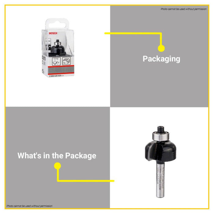 BUILDMATE Bosch 1/4" Inch Cove Box Bit + Guide Pin Ball Router Bit Standard for Wood 2608628420 BAX