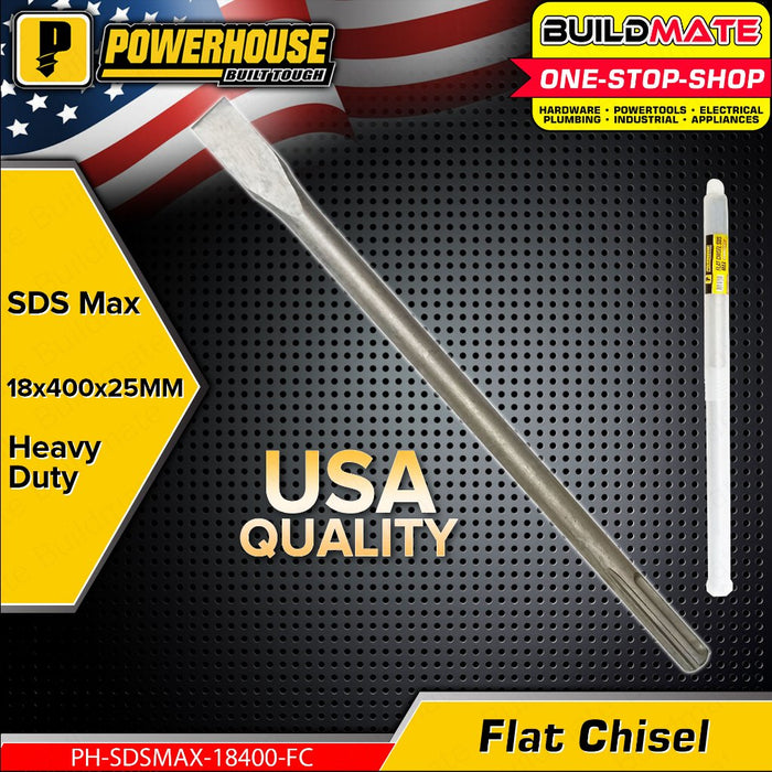 BUILDMATE Powerhouse 65A Drill Bit Chisel Pointed / Flat 380-400MM for Concrete Breaker 18280 - PTAA